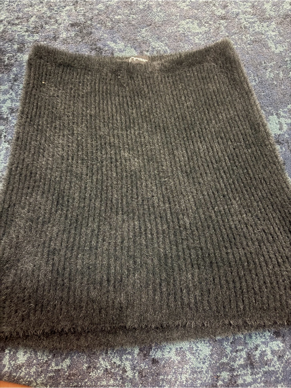 art class Black Fuzzy Ribbed Mini Skirt